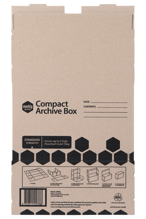 Marbig Enviro Compact Archive Box, 410L x 180W x 260H mm, Pack of 5 AO80075