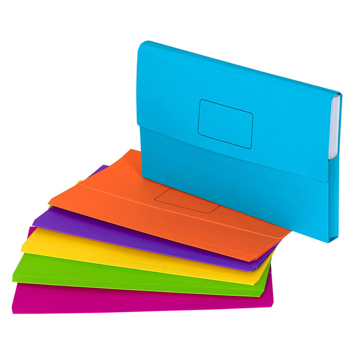 Marbig Foolscap Cardboard Document Wallet, 30mm Gusset, Assorted Colours, 10's pack AO4004399