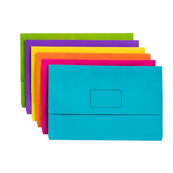 Marbig Foolscap Cardboard Document Wallet, 30mm Gusset, Assorted Colours, 10's pack AO4004399