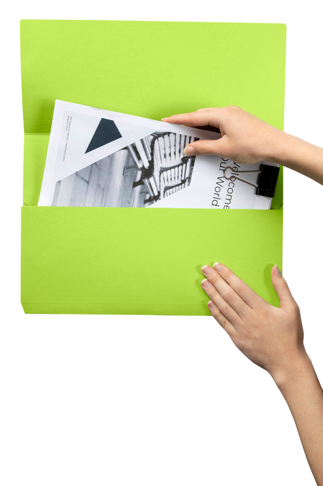 Marbig Foolscap Cardboard Document Wallet, 30mm Gusset, Green, Pack of 50's AO4004004