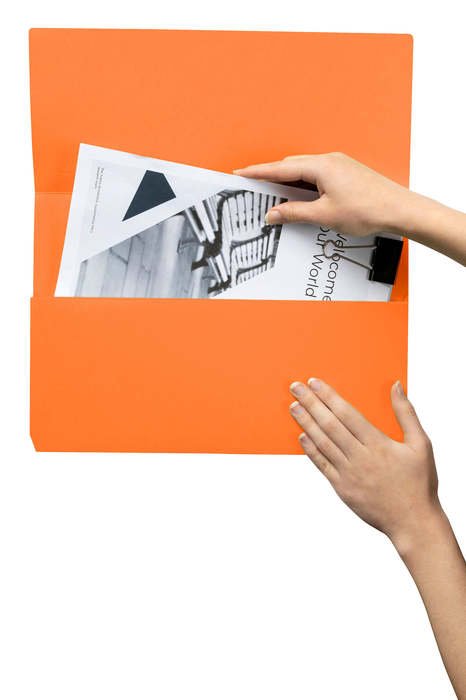 Marbig Foolscap Cardboard Document Wallet, 30mm Gusset, Orange, Pack of 50's AO4004006