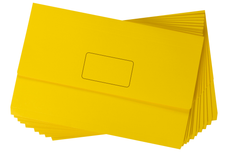 Marbig Foolscap Cardboard Document Wallet, 30mm Gusset, Yellow, 10's pack AO4004305