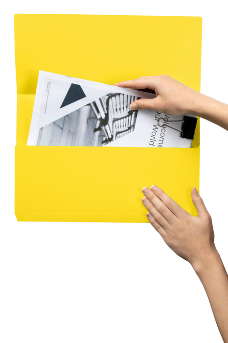 Marbig Foolscap Cardboard Document Wallet, 30mm Gusset, Yellow, Pack of 50's AO4004005