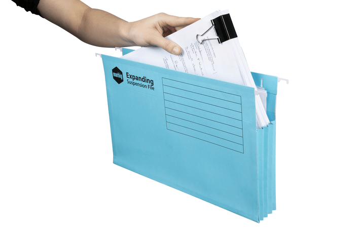 Marbig Foolscap Expanding Suspension File, 90mm Expandable, 20's pack AO8300001