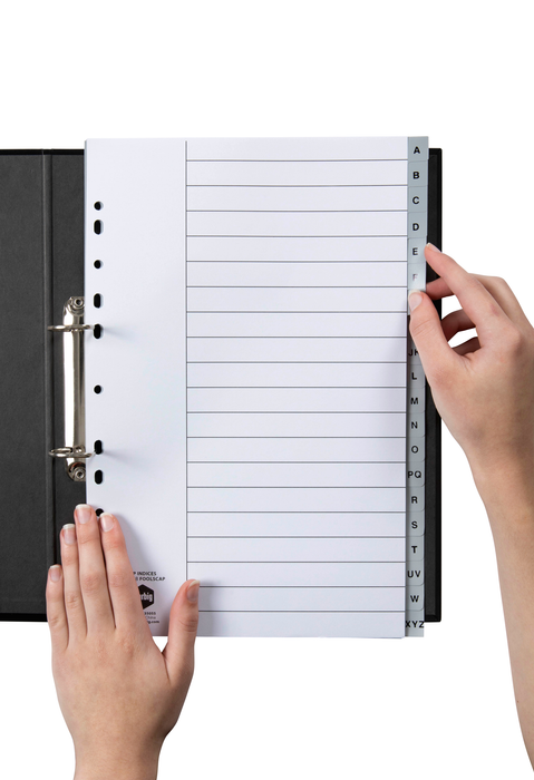 Marbig Foolscap Grey Polypropylene Indices/Divider, A-Z AO35055