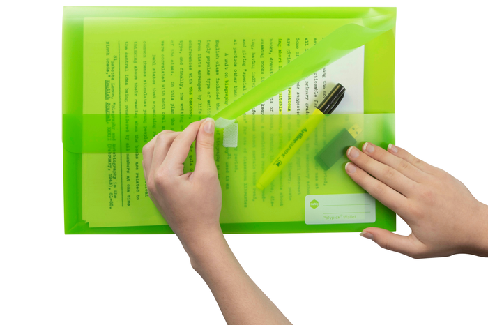 Marbig Foolscap Polypick Translucent Wallet Lime AO2310004