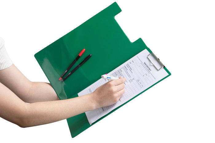 Marbig Foolscap PVC Clipboard + Flap, Green AO4300504
