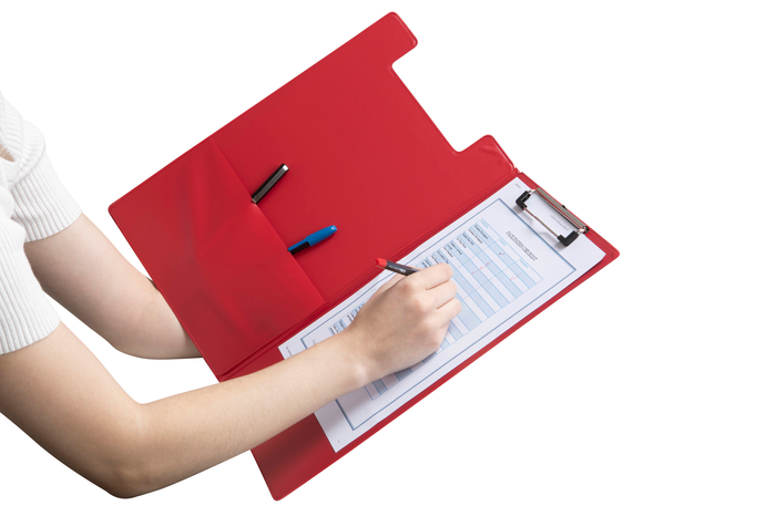 Marbig Foolscap PVC Clipboard + Flap, Red AO4300503