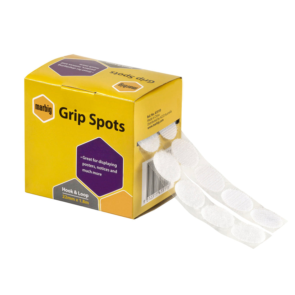 Marbig Hook & Loop Grip Spots, 22mm x 1.8m (78 Spots) | Marbig ...