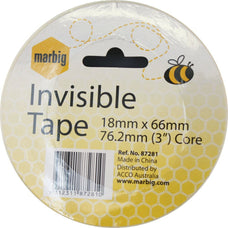 Marbig Invisible Tape, 18mm X 66mt (87281) AO87281