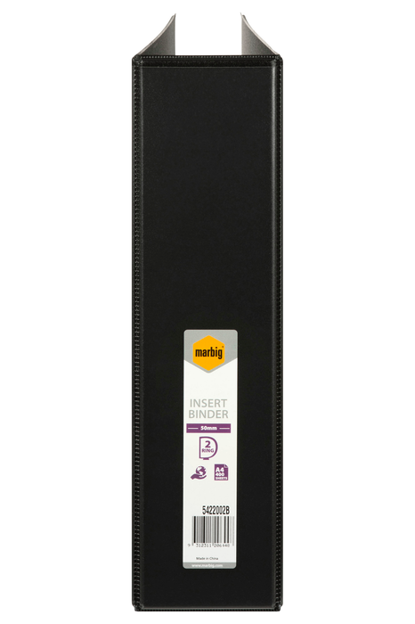 Marbig Overlay Insert Cover A4 Ring Binder 2/50 - Black AO5422002B