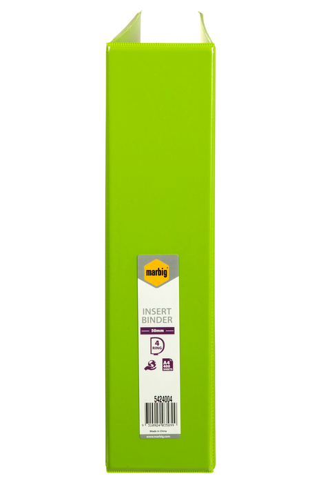 Marbig Overlay Insert Cover A4 Ring Binder 4/50 - Lime AO5424004