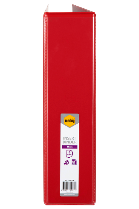 Marbig Overlay Insert Cover A4 Ring Binder 4/50 - Red AO5424003B