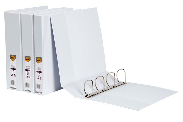 Marbig Overlay Insert Cover A4 Ring Binder 4/50 - White AO5424008B