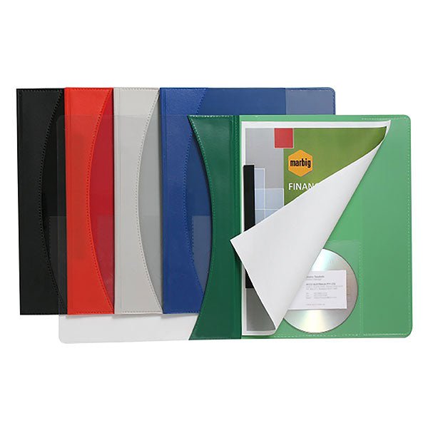 Marbig Premier A4 Flat File with CD & Business Card Holder, Black AO2050002