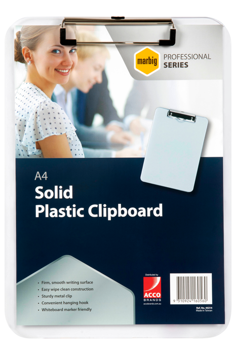 Marbig Professional A4 Clear Plastic Clipboard AO40214