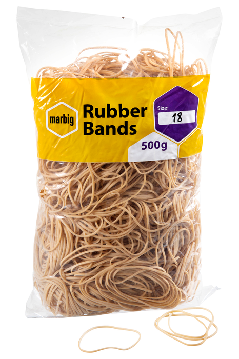Marbig Rubber Band No. 18, 80mm x 2mm x 500gm AO94518500B