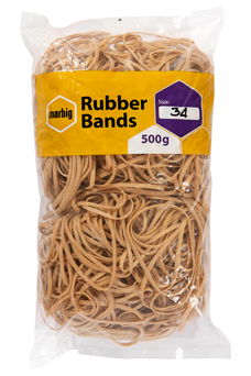 Marbig Rubber Band No. 34, 100mm x 3.5mm x 500gm AO94534500B