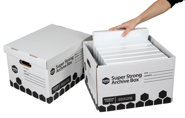 Marbig Super Strong Archive Box White & Black AO80036