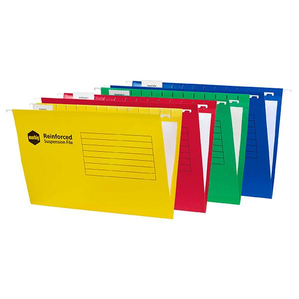 Marbig Suspension File Foolscap 25's pack Assorted Colours AO8100299