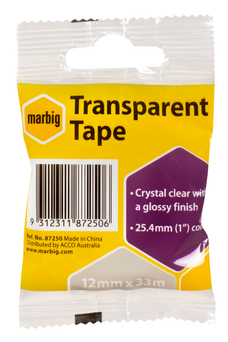 Marbig Transparent Office Tape 12mm x 33mt AO87250