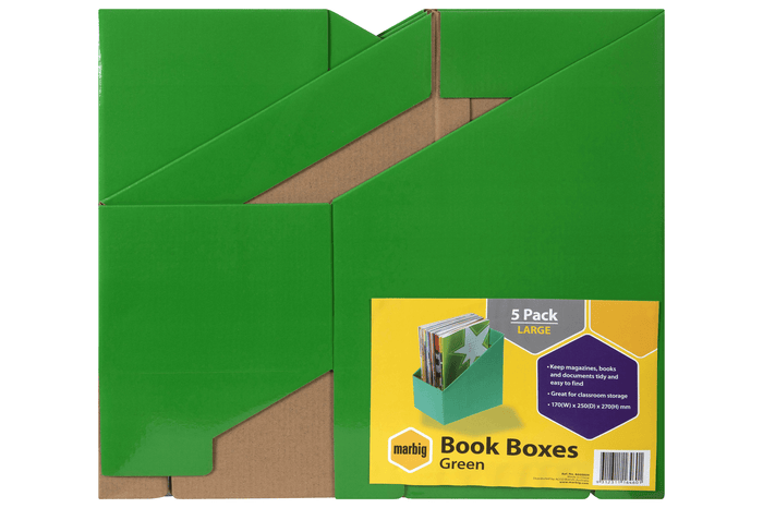Marbig Wide Book Box Green 5's pack AO8005804