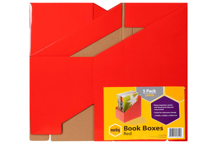 Marbig Wide Book Box Red 5's pack AO8005803