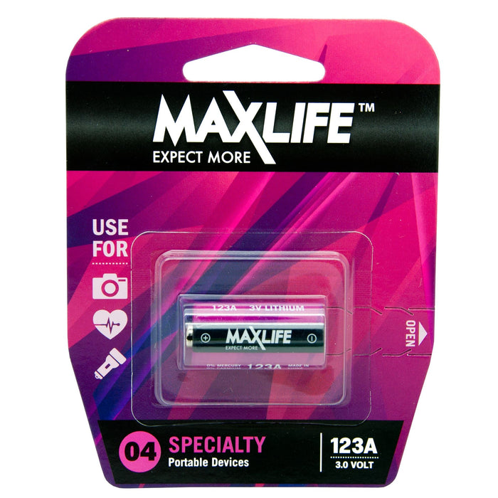 Maxlife 123A Lithium 3V Battery. 1Pk. CDBAT123A
