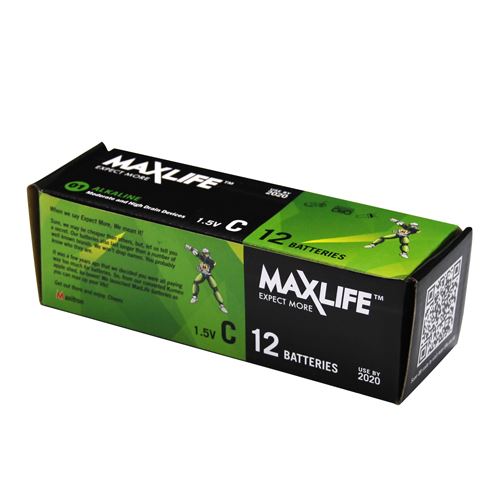Maxlife C Alkaline Battery, 12 Pack CDBATC-A12