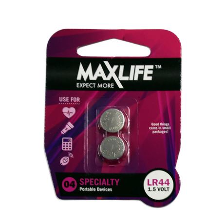 Maxlife LR44 Alkaline Button Cell Battery, 2 Pack CDBAT44-A2