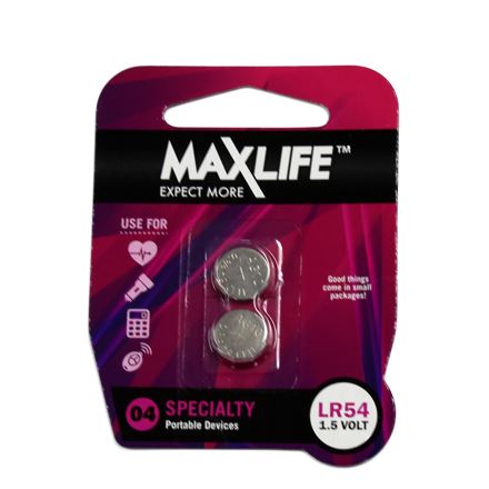 Maxlife LR54 Alkaline Button Cell Battery, 2 Pack CDBAT54-A2
