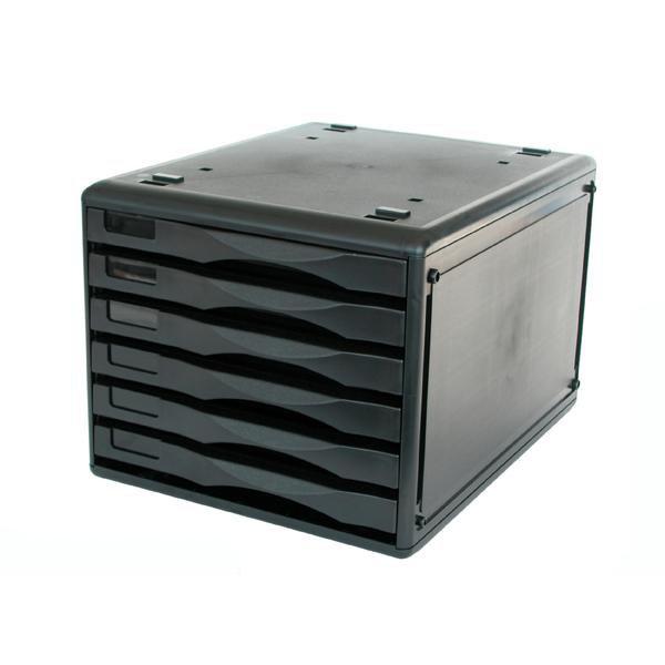 Metro 6 Drawer Desktop Cabinet - Black AO234396