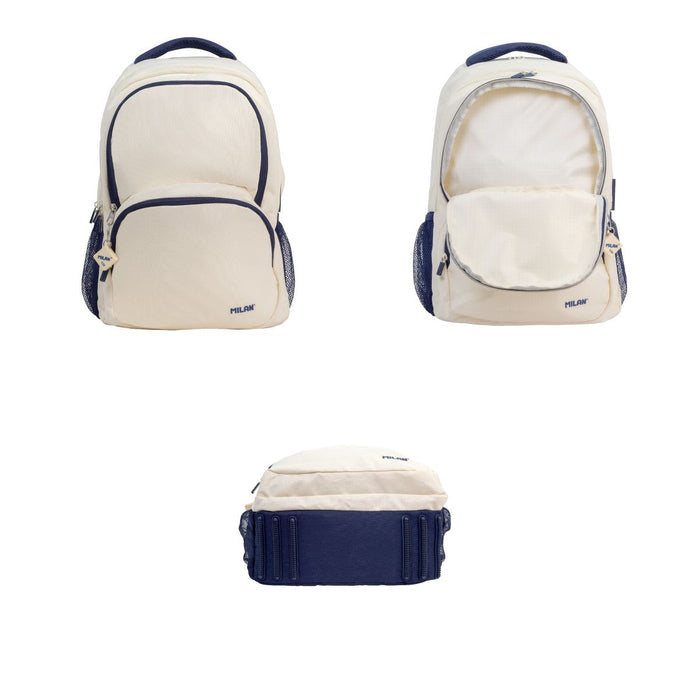 Milan 1918 Series Backpack, 4 Zip, 25L, Beige CX1000544