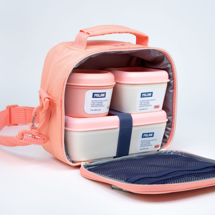 Milan 1918 Series Isothermal Food Bag, 3.5L, With 3 Containers, Pink CX1000556