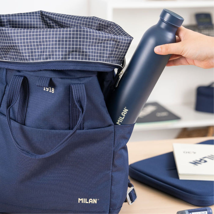 Milan 1918 Series Urban Backpack, Top Roll Closure, 10L, Navy Blue CX1000555