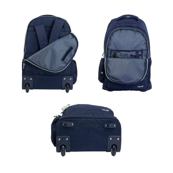 Milan 1918 Series Wheeled Backpack, 6 Zip, 25L, Navy Blue CX1000553