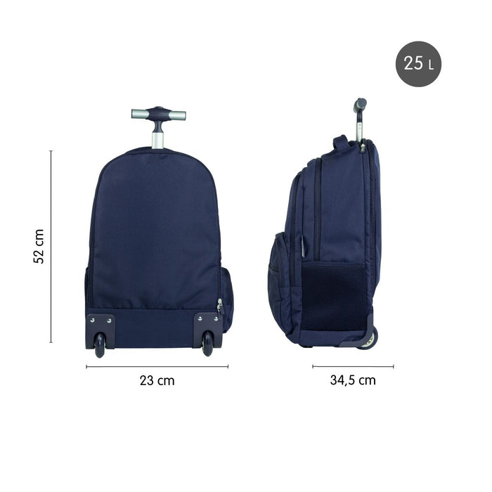 Milan 1918 Series Wheeled Backpack, 6 Zip, 25L, Navy Blue CX1000553