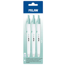 Milan Anti-Bacterial P1+ Ballpoint Pen Blue Pack 3 CX214393