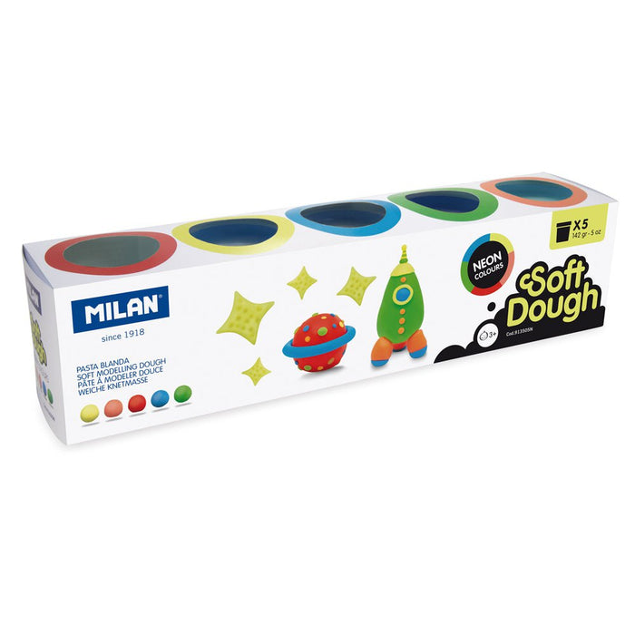 Milan Assorted Neon Colours Soft Dough Pack of 5 CX214409