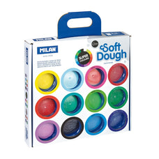 Milan Assorted Super Colours Soft Dough Pack of 16 (Basic, Neon & Glitter) CX214411