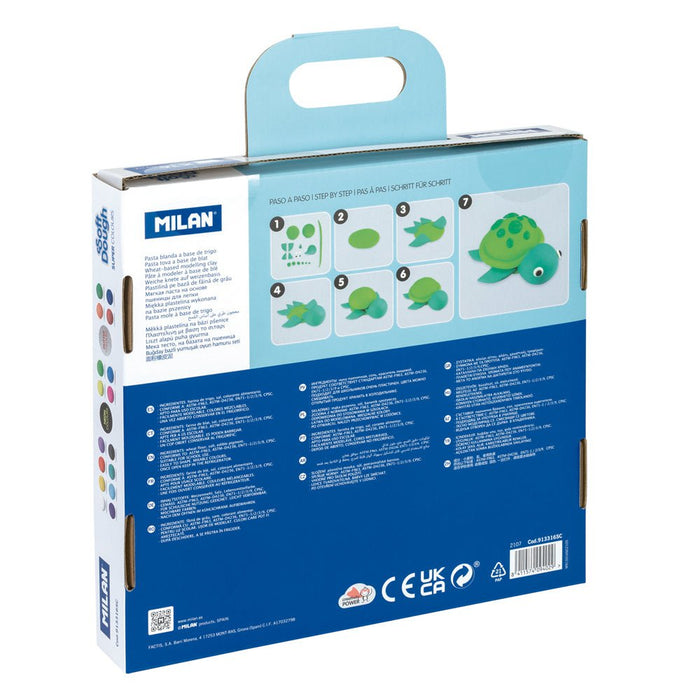 Milan Assorted Super Colours Soft Dough Pack of 16 (Basic, Neon & Glitter) CX214411