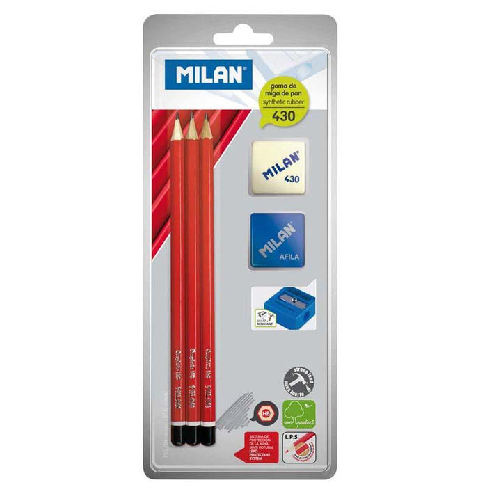Milan Back To School Combo Pack Including 3 HB Pencils, Eraser & Sharpener CX214206