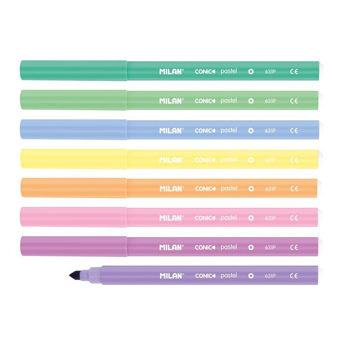 Milan Conic Tip Markers, Pastel Colours, Pack of 8 CX1000366