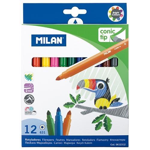 Milan Fibretip Colour Pens 12's - 5 mm Ø Conical Tip CX214181