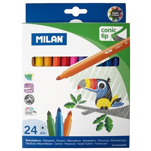 Milan Fibretip Colour Pens 24's - 5mm Ø Conical Tip (0612324) CX214182