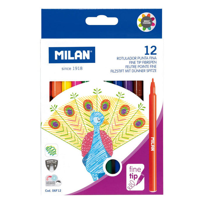 Milan Fine Tip Colour Markers 12's CX214294