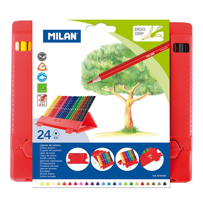 Milan Flexibox Coloured Pencils Triangular Pack 24 Assorted Colours CX214236