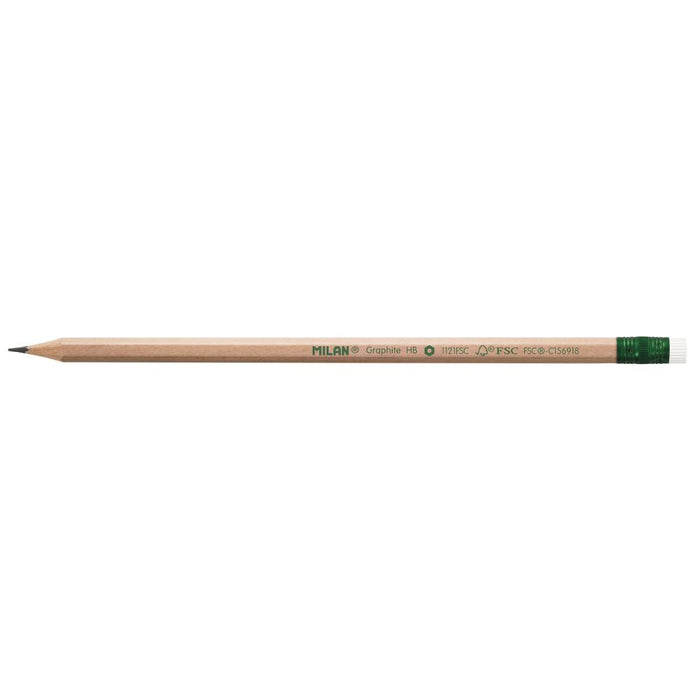 Milan HB Hexagonal Pencils with Eraser Pack of 12 CX214279