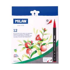 Milan Markers Brush Tip Watercolour Assorted Pack 12 CX1000367