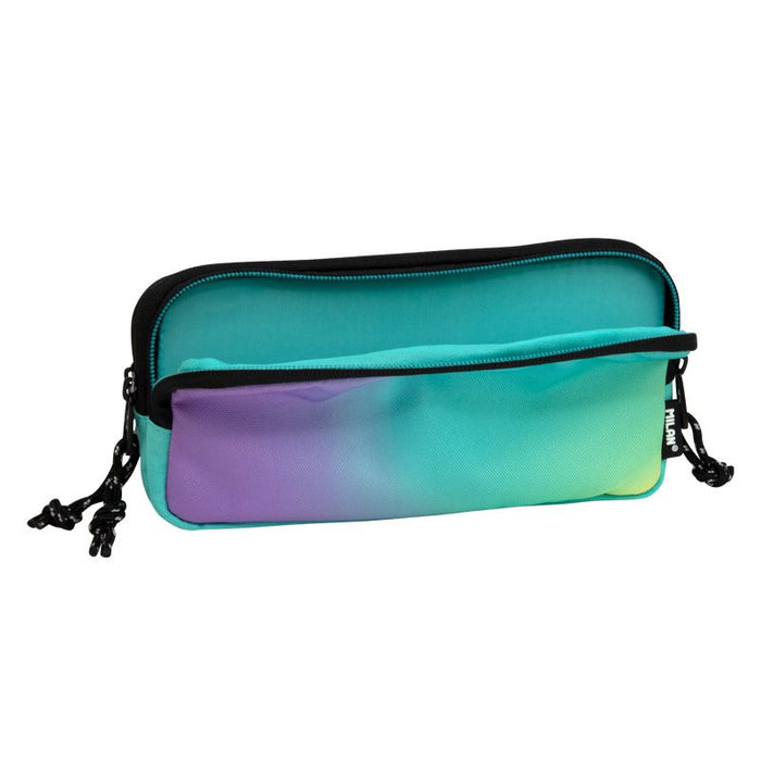 Milan Pencil Case Rectangular 3 Zip Sunset Series Turquoise CX1000561